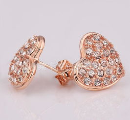 日韓出口流行飾品批發 韓國進口18k白金心形耳釘e006詳情